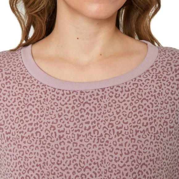 Mondetta Leopard Pullover Printed Sweatshirt Lightweight Top Lilac Pink SML NWT - Picture 3 of 16